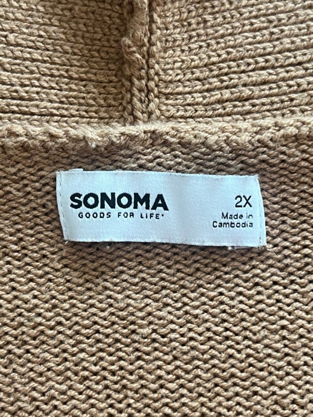 Camel Tan Plus Size Open Front Cardigan Cozy Sweater W/ Pockets Sonoma Women's2X - Picture 3 of 11